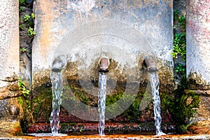 Three water outlets of a spring