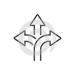 Three-way direction arrow icon