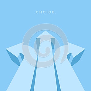 Three way direction arrow symbol. Choice way and decision business metaphor