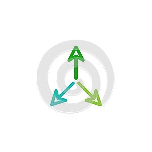 Three way direction vector icon logo design