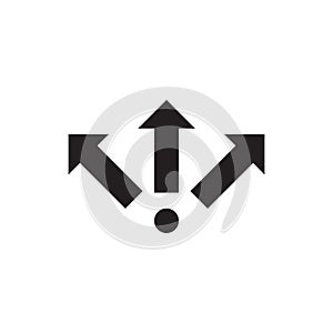 Three way direction vector icon logo design