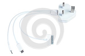 Three way usb phone charging cable with electricity plug isolate