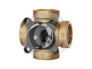 Three-way valve for piping systems and with flow control