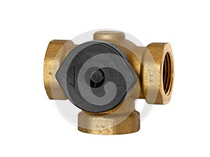 Three-way valve for piping systems and with flow control