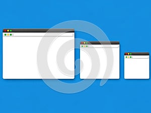 Three web browser windows isolated on white background