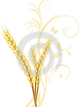 Three wheat ears with floral ornament