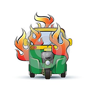 Three wheeler with fire vector drawing