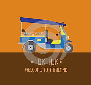 Three wheels car or tuk tuk. Bangkok Thailand - illustrat