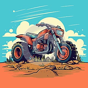 Three wheels motorcycle logo icon template cartoon vector illustration