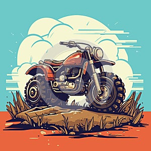 Three wheels motorcycle logo icon template cartoon vector illustration