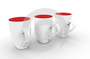 Three White Coffee Mugs