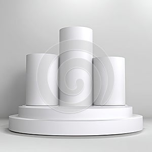 White Cylindrical Product Display Stand