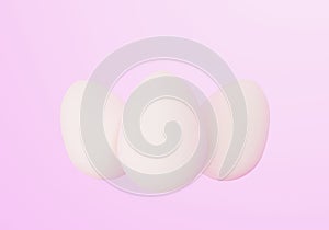 Three White Easter Eggs on light pink background, eastertime