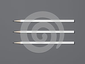Three white pencils. 3d rendering