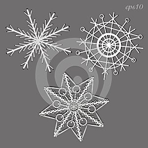 Three white snowflakes