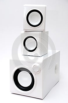 Three white speaker