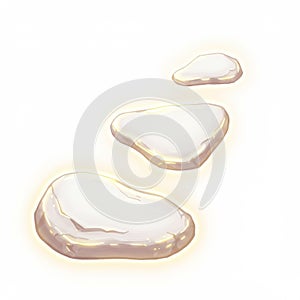 Three White Stepping Stones on a White Background in an Isolated Setting