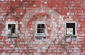 Three Windows in an Old Red Barn