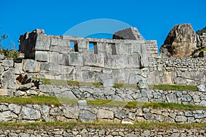 Three Windows Temple in Machu Picchu ruins Cuzco Peru