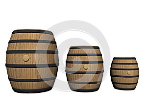 Three wine barrels - 3d render