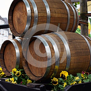 Three wine barrels