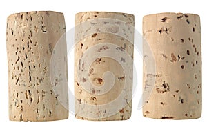 Three wine corks isolated