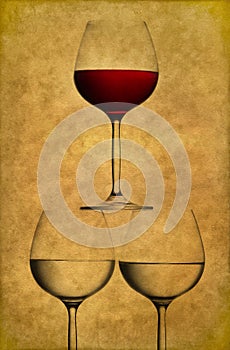 Three wine glasses