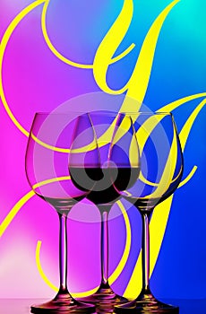 Three wine glasses abstract