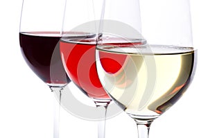 Three Wine Glasses Isolated on White