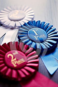 Three winners rosettes