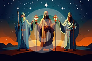three wise man on christmas eve AI generated