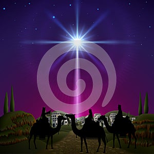 Three wise men in Bethlehem