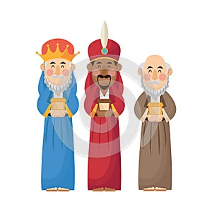 Three wise men cartoon with gift design