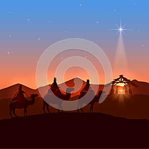 Three wise men and Christmas star
