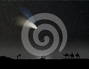 The three wise men and the Christmas star a comet