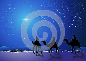 Three wise men go for the star of Bethlehem