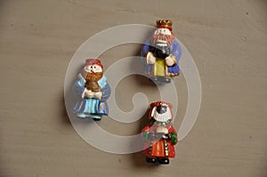 Three Wise Men, hand-colored figures. Christmas.