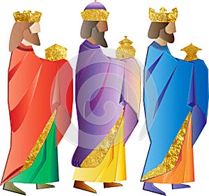 three wise men or three kings. Nativity illustration.