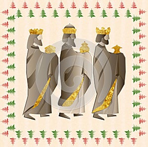 three wise men or three kings. Nativity illustration Christmas c