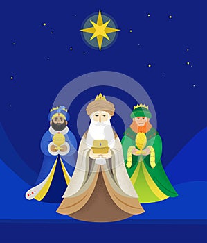 The Three Wise Men under the star of Bethlehem