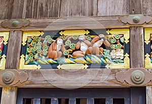 Three wise monkeys in Nikko