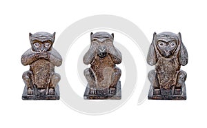 Three wise monkeys see no evil, hear no evil, speak no evil