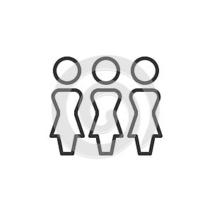 Three woman group line icon