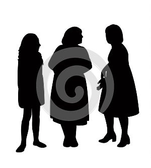 Three women body, black color silhouette vector