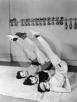 Three women exercising