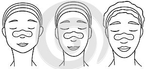 Three women in lines with nose pore strips