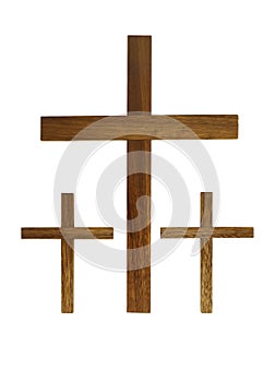 Three wooden crosses photo