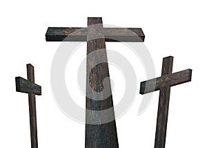 Three Wooden Crosses (image isolated on white background)