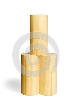 Three Wooden Cylindrical Blocks