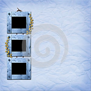 Three wooden frameworks for photo